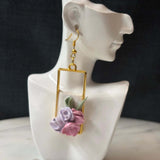 Mother’s Day – Garden Frame – Blush & Lilac - Gold Dangle Earrings - Krafty Kat