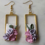 Mother’s Day – Garden Frame – Blush & Lilac - Gold Dangle Earrings - Krafty Kat