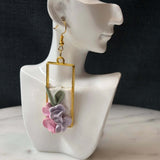 Mother’s Day – Garden Frame – Blush & Lilac - Gold Dangle Earrings - Krafty Kat