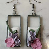 Mother’s Day – Garden Frame – Soft Petal - Silver Dangle Earrings - Krafty Kat