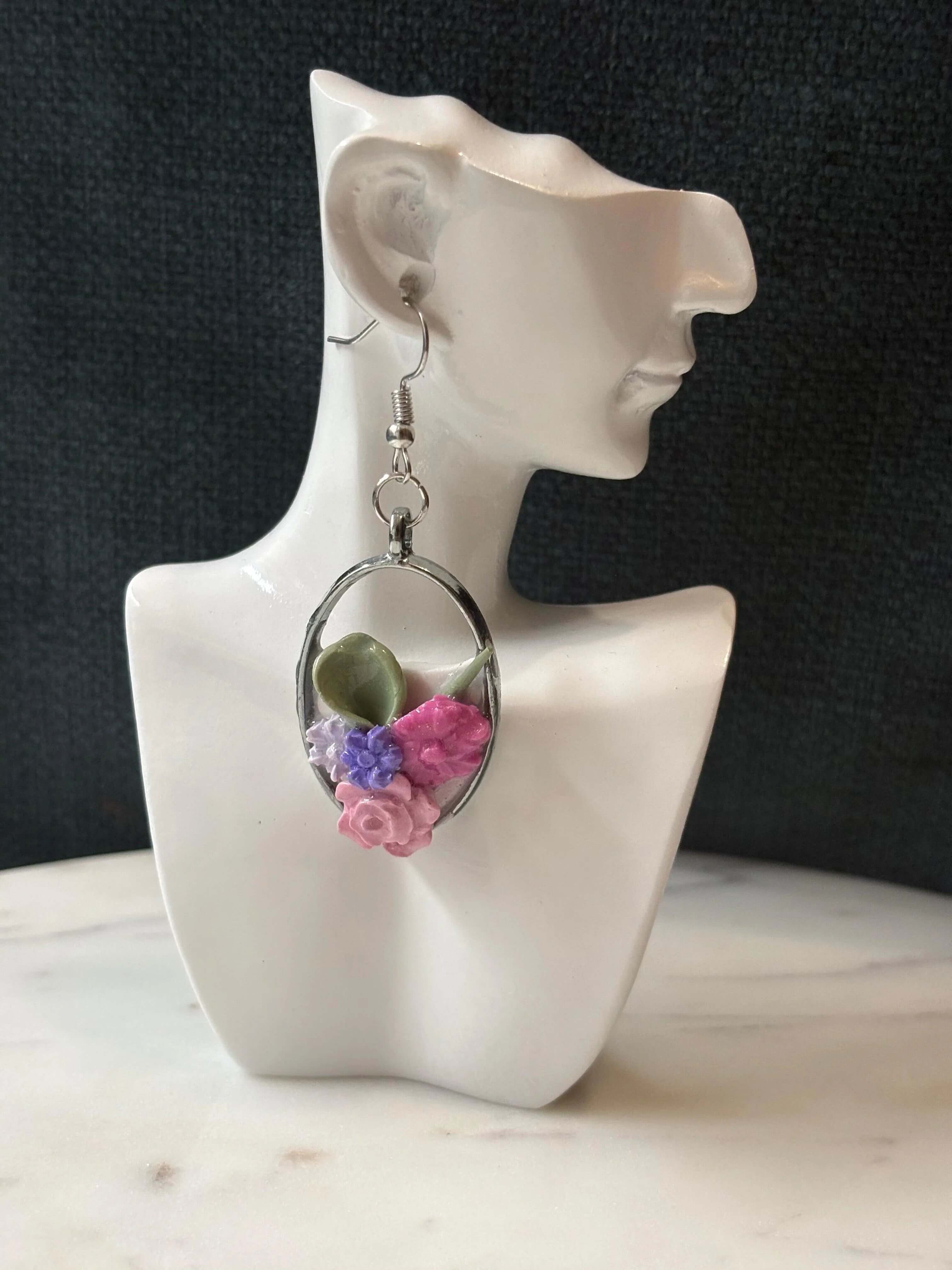 Mother’s Day – Petal Drop – Morning Garden - Silver Dangle Earrings - Krafty Kat