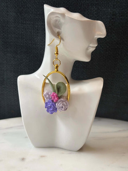 Mother’s Day – Petal Drop – Spring Garden - Gold Dangle Earrings - Krafty Kat