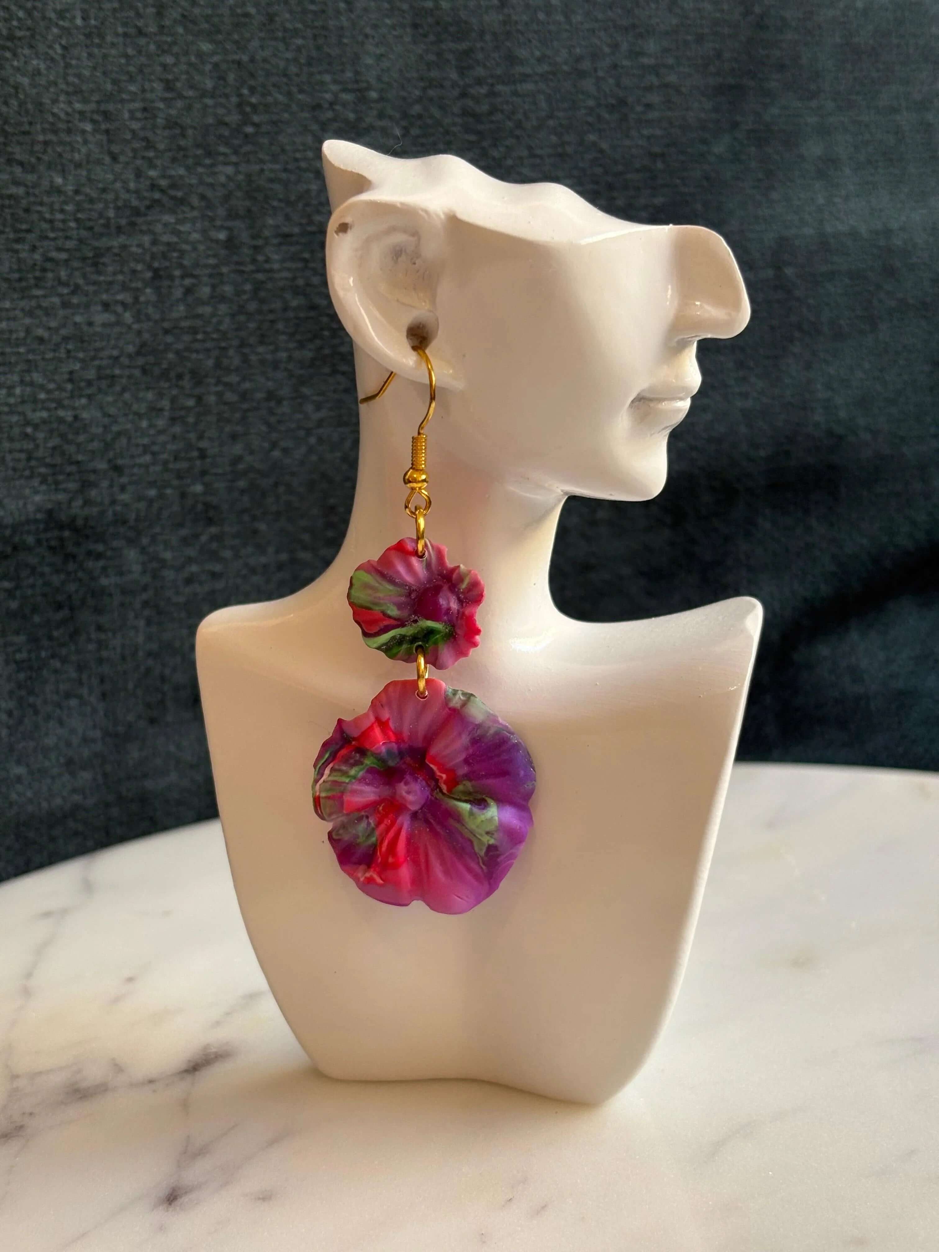 Mother’s Day – Wildfire Dream - Cluster Dangle Hoop Earrings - Krafty Kat