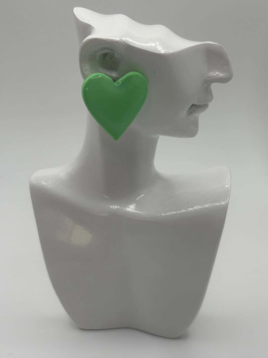 Pale Green Heart Rose Gold Stud - Krafty Kat
