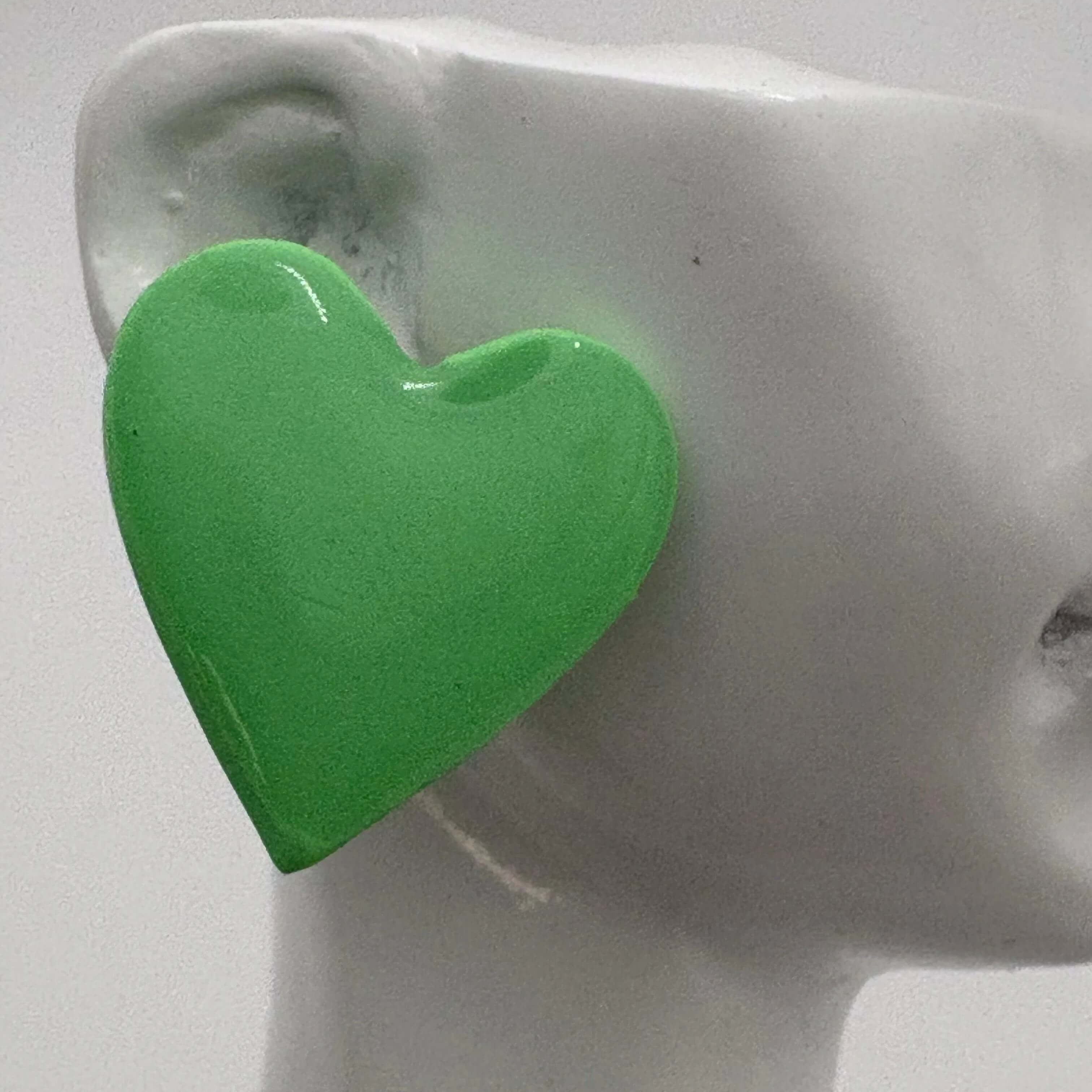 Pale Green Heart Rose Gold Stud - Krafty Kat