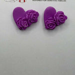 Purple Heart with Roses Rose Gold Stud - Krafty Kat