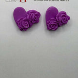 Purple Heart with Roses Rose Gold Stud - Krafty Kat