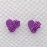 Purple Heart with Roses Rose Gold Stud - Krafty Kat
