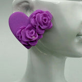 Purple Heart with Roses Rose Gold Stud - Krafty Kat