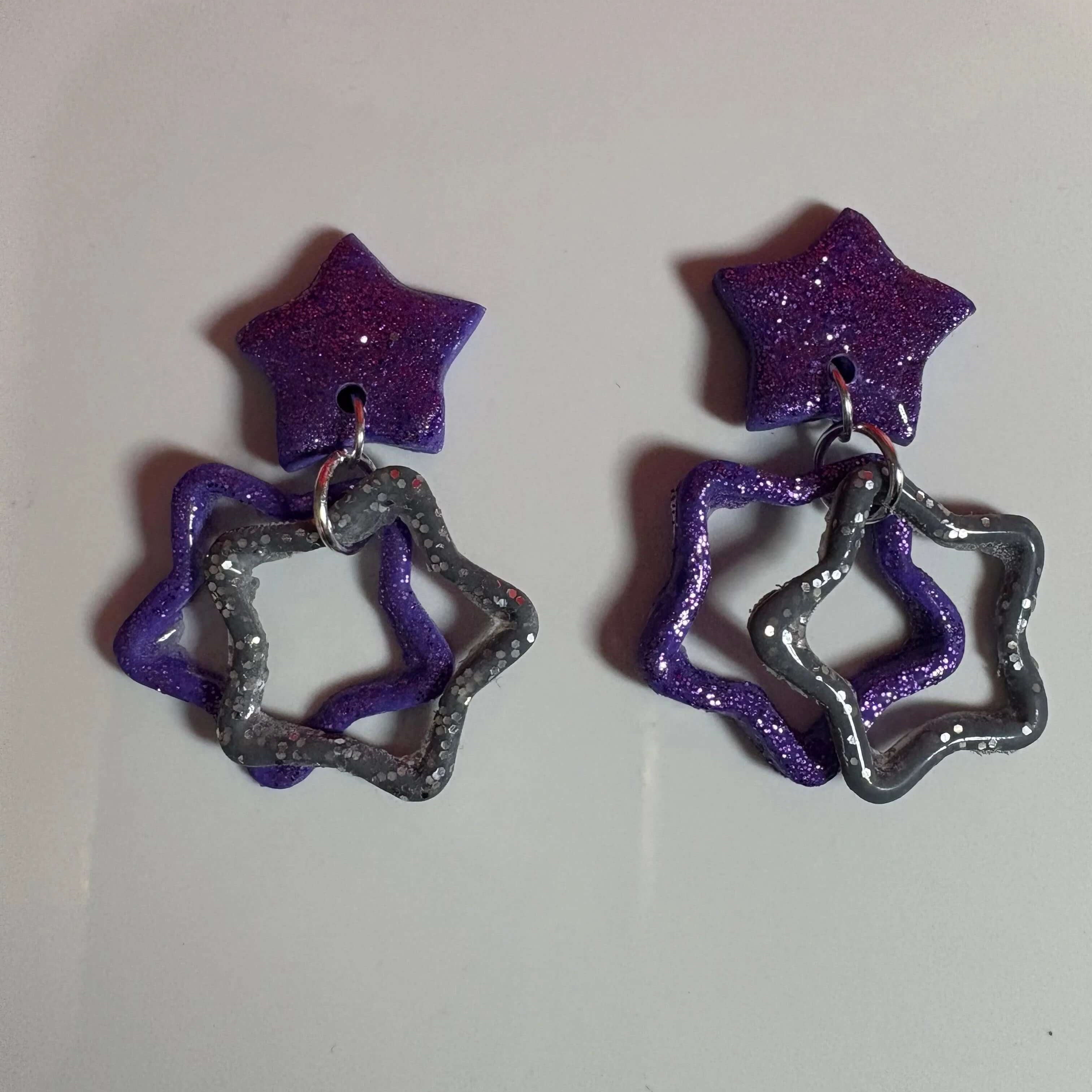 Purple Star Dangles - Krafty Kat