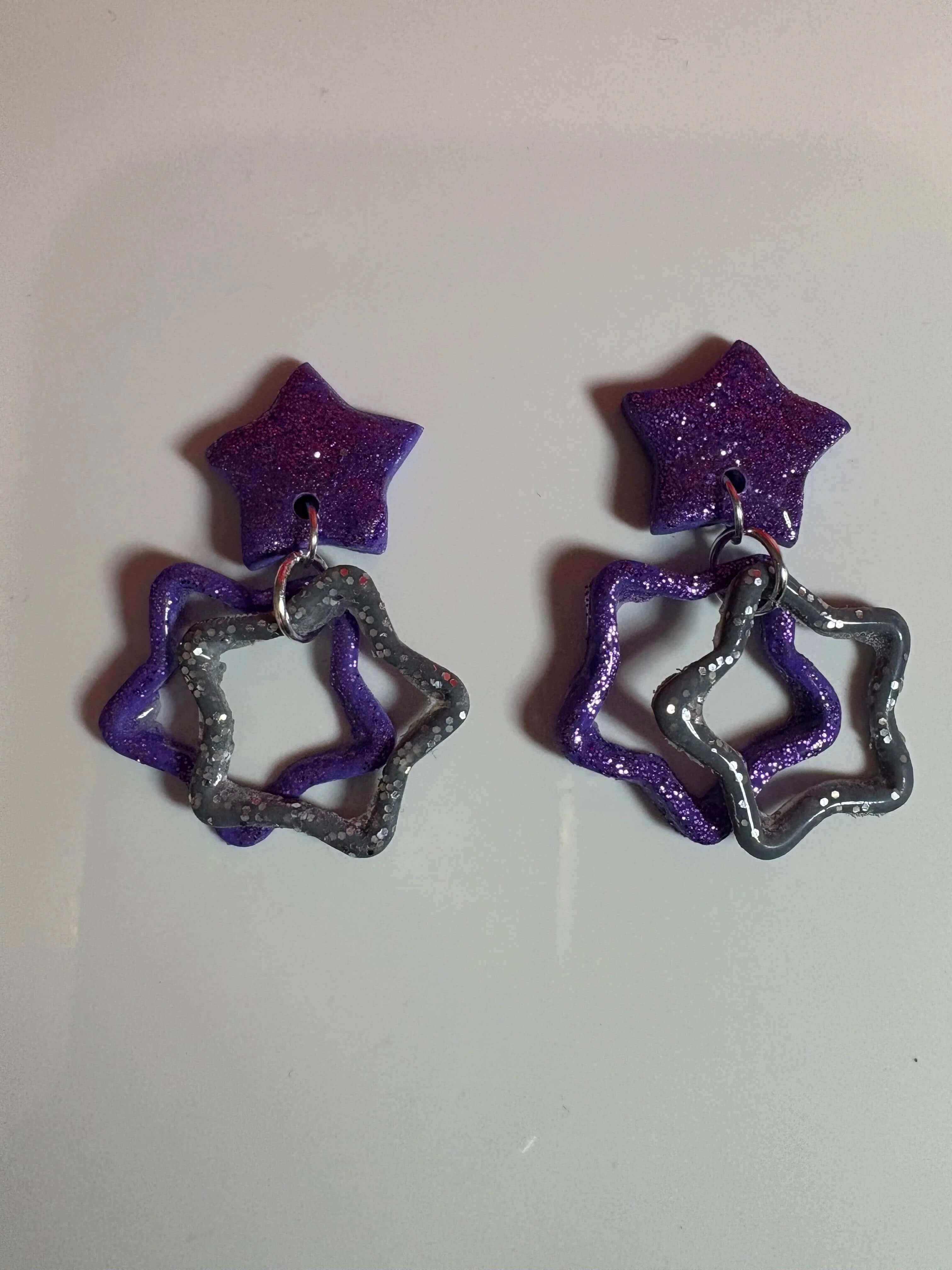 Purple Star Dangles - Krafty Kat
