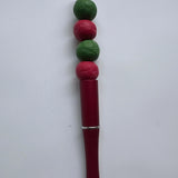 Red & Green Beaded Red Barrel Pen - Krafty Kat