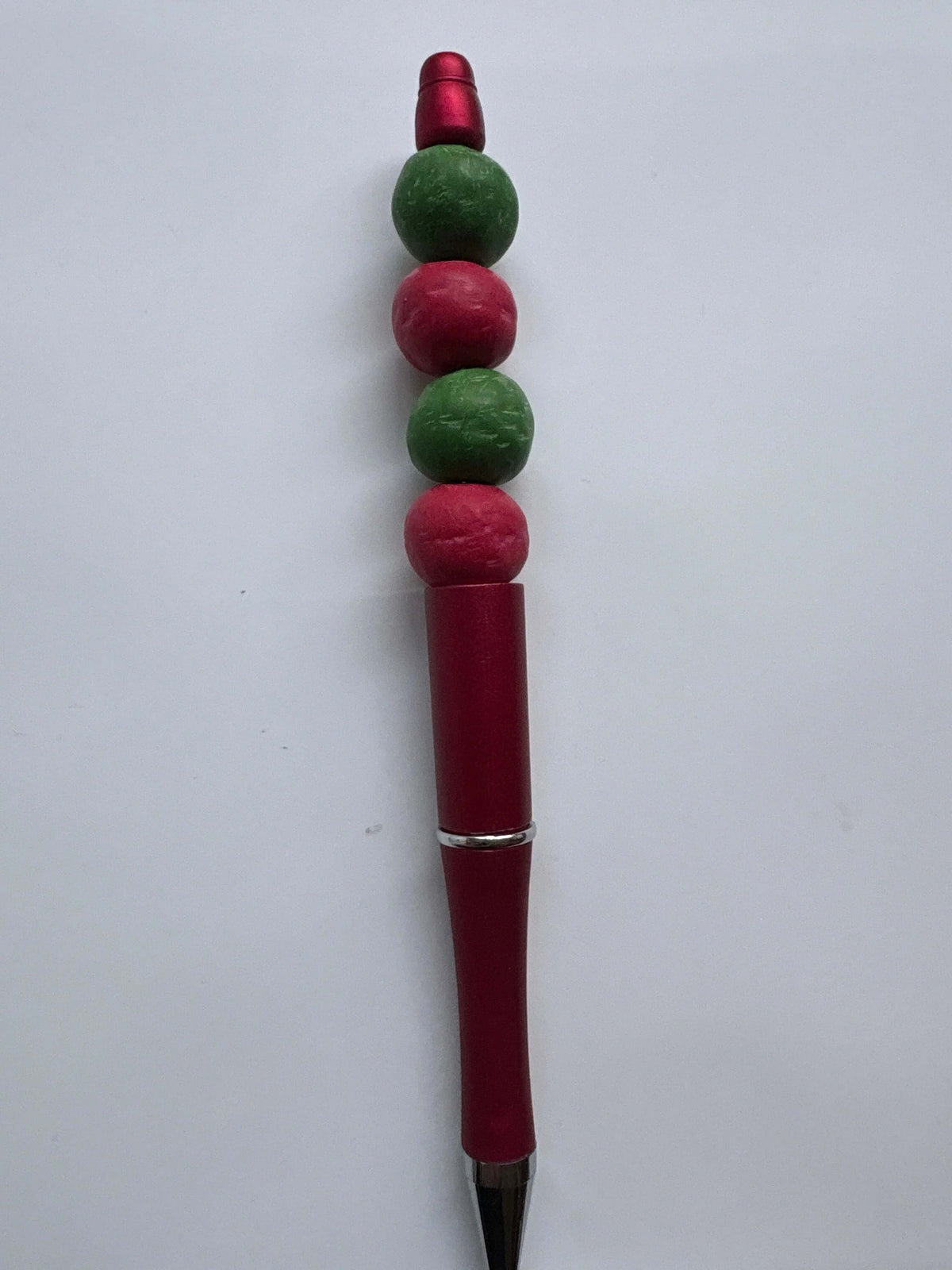Red & Green Beaded Red Barrel Pen - Krafty Kat