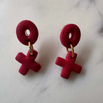 Red Hug and Kiss Dangle Gold Stud Earrings - Krafty Kat