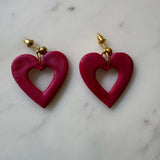 Shimmering Heart Outline Dangle Stud Earrings - Krafty Kat