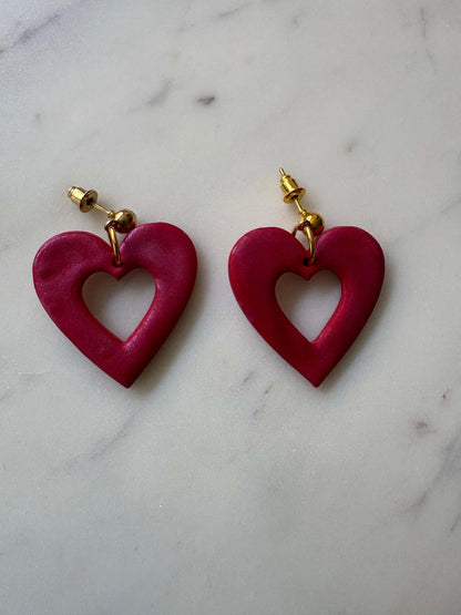 Shimmering Heart Outline Dangle Stud Earrings - Krafty Kat