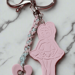Silver Keyring with Knotted Cord and Heart with a Ballerina - Krafty Kat