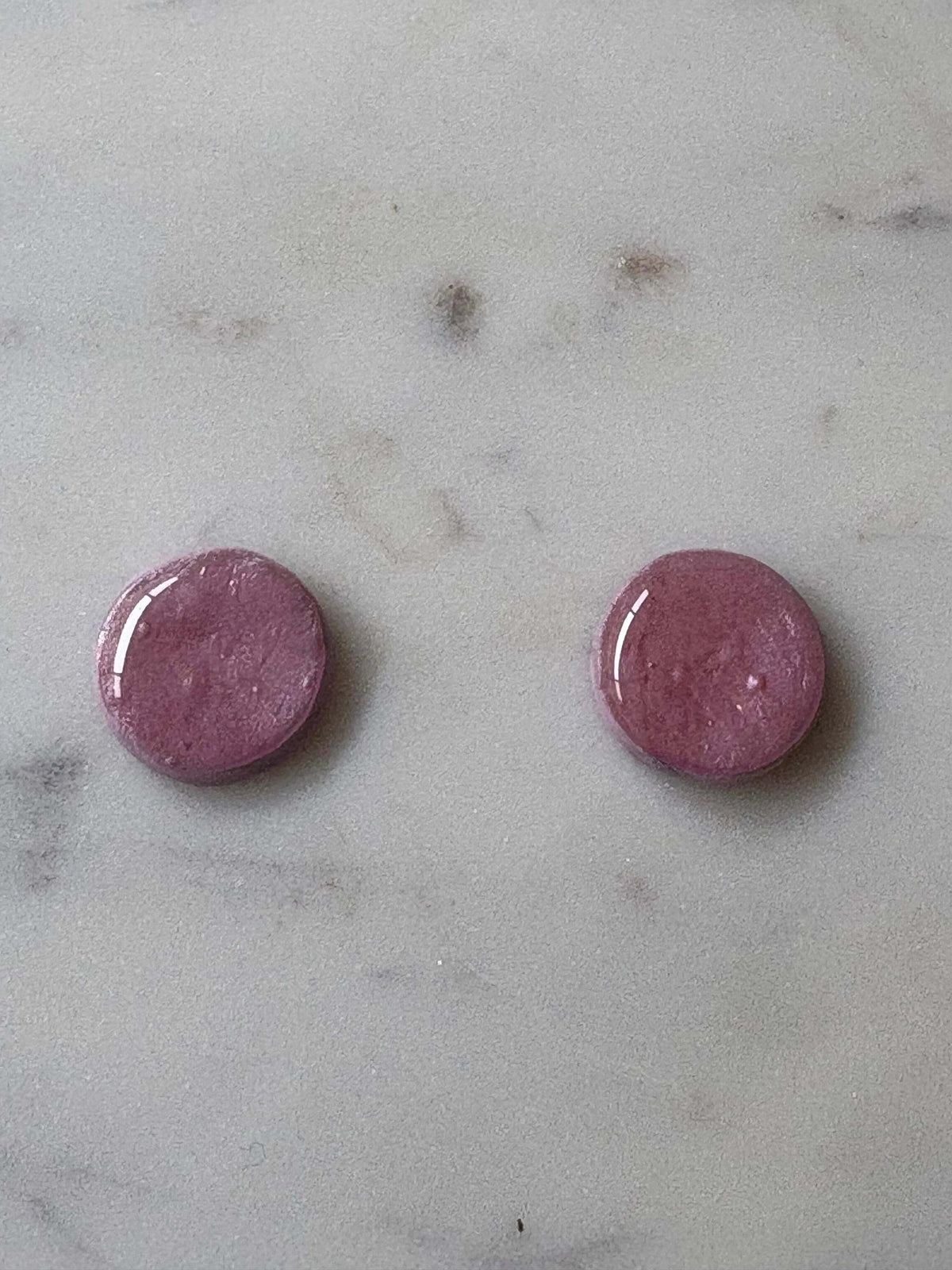 Soft Pink Shimmer Round Stud - Krafty Kat