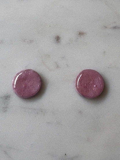Soft Pink Shimmer Round Stud - Krafty Kat