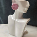 Soft Pink Shimmer Round Stud - Krafty Kat