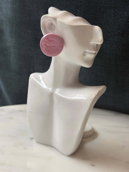 Soft Pink Shimmer Round Stud - Krafty Kat