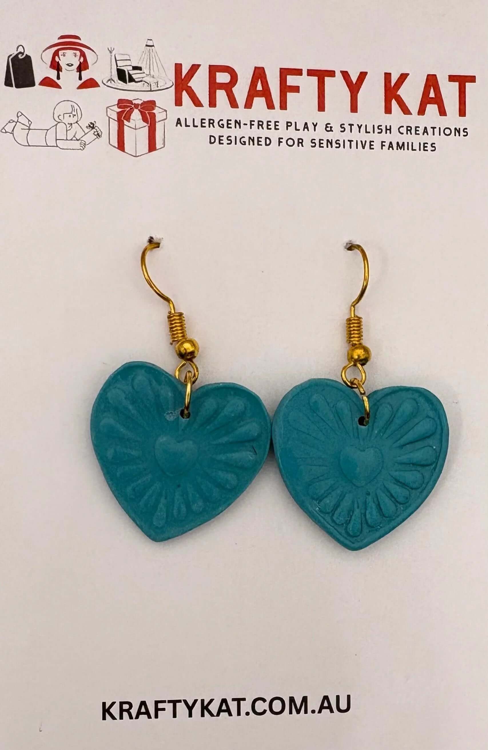 Teal Blue Mini Heart Inside Large Heart Hook - Krafty Kat