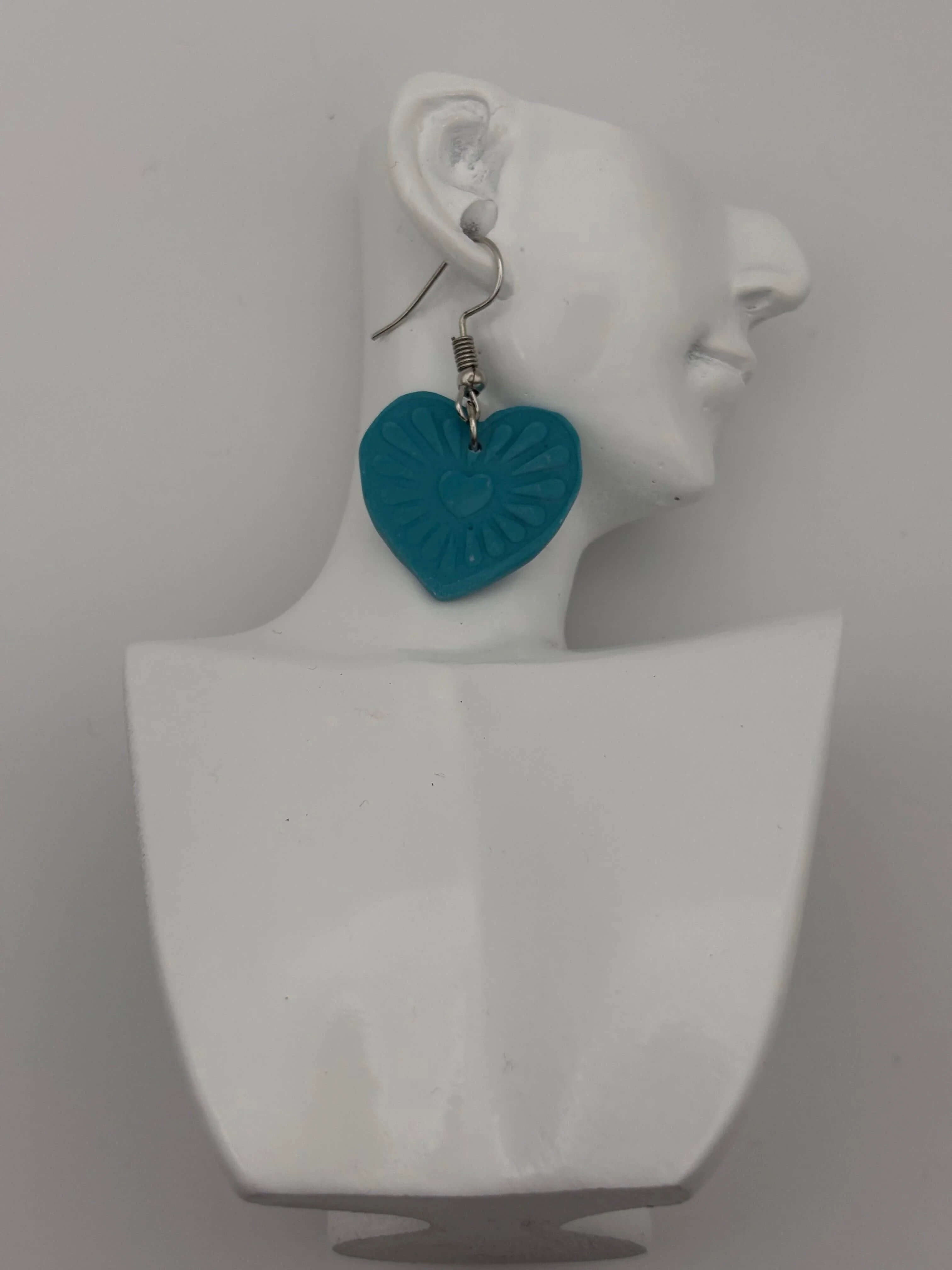 Teal Blue Mini Heart Inside Large Heart Hook - Krafty Kat