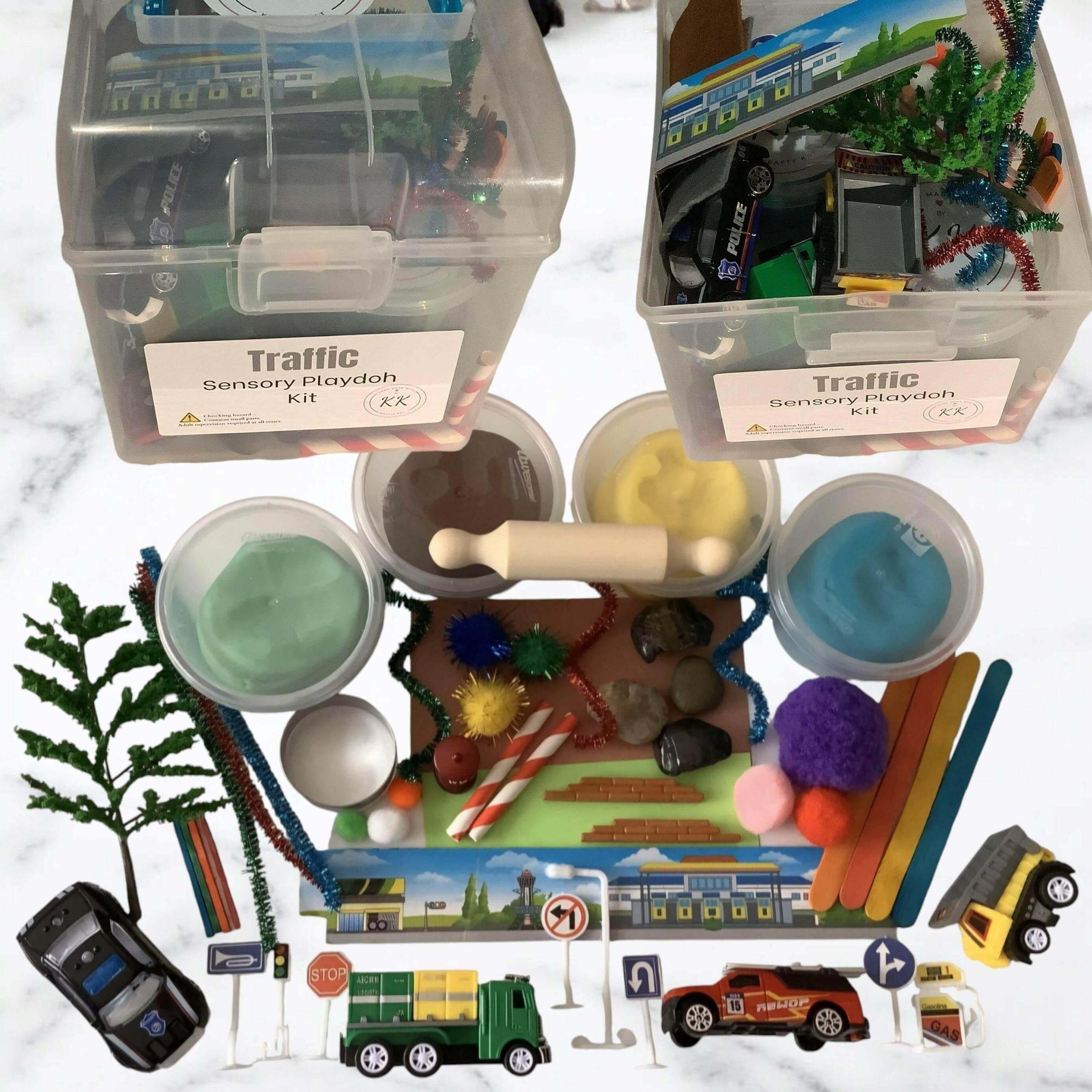 Traffic Sensory Playdough Kit - Krafty Kat