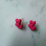 Triple Red Heart Gold Stud Earrings - Krafty Kat